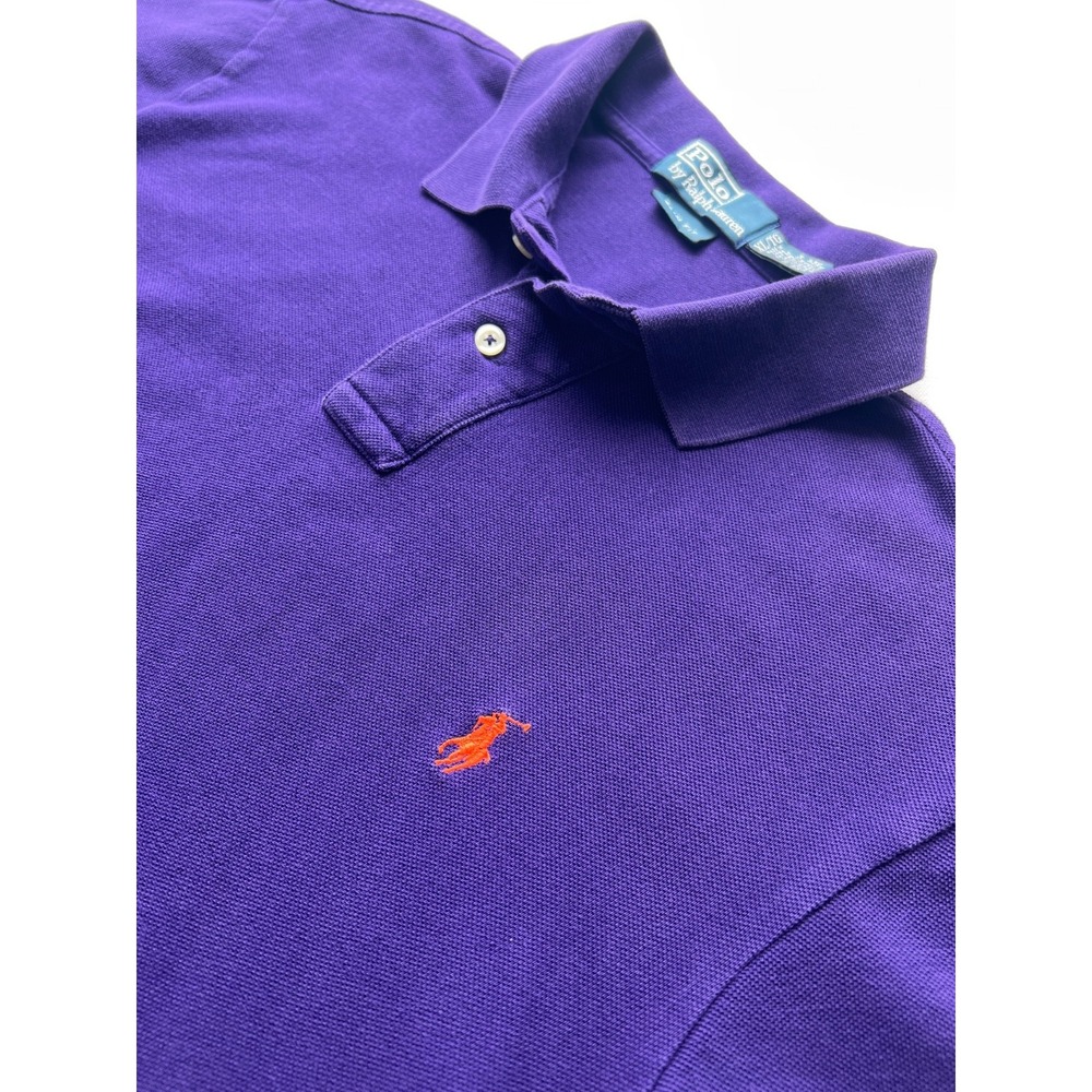 Polo Ralph Lauren Shirt Polo Mens XL Purple Pima Interlock Slim Fit Orange Pony